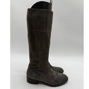 J.Crew Equestrian Full Suede Leather Gray side Zip Tall Riding Boots 7.5